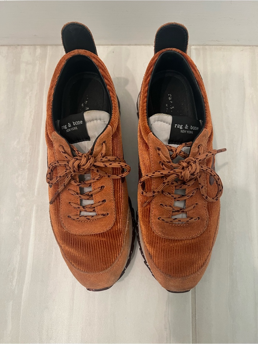 rag & bone Women's Brown Corduroy Lace-Up Sneakers - Picture 4 of 8